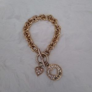 Guess Rhinestone Heart Toggle Bracelet